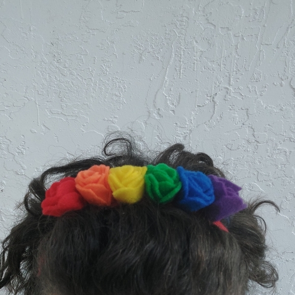 Hand made pride rainbow rose headband - Picture 2 of 3